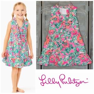Lilly Pulitzer Tersa dress Soleil Pink Perfect Poppy floral print Girls size 5